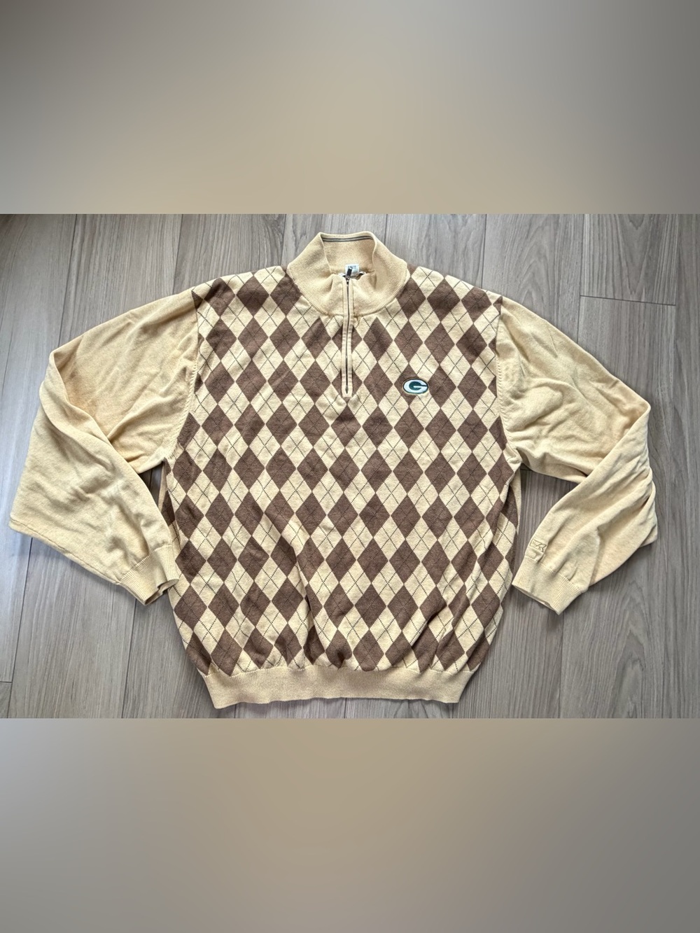 Cutter & Buck Mens XXL 1/4 Zip Green Bay Packers Argyle Long Sleeve Sweater